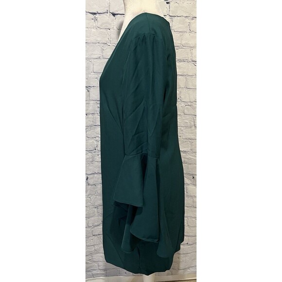 Venus Emerald Green Flare Sleeve Sheath Dress V Neck Sexy Size 12 - Picture 4 of 7